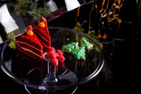 Red Velvet in Christmas Decorationsの写真素材