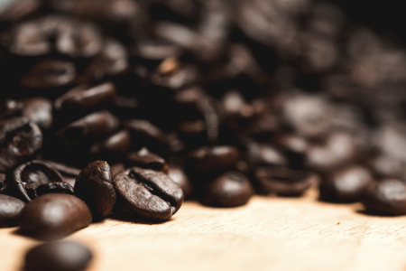Coffee beans, macro, soft focus.の写真素材