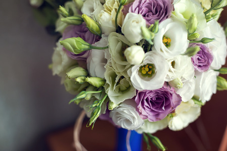 Wedding bouquet on the tableの写真素材
