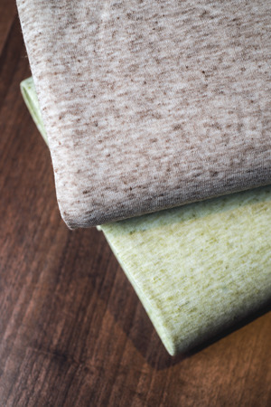 Rolls of fabric on wooden .の写真素材