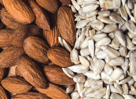 Almond and sunflower healthy seeds .の写真素材
