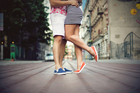 Fashionable cool couple, legs, lifestyleの写真素材