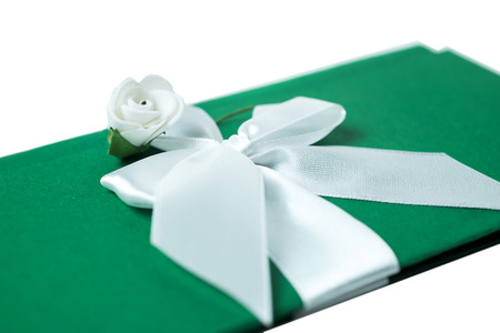 handmade wedding card on a white background. isolated.の写真素材