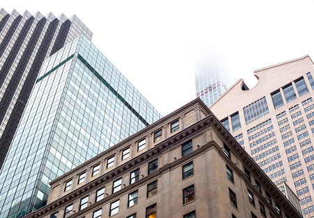 Skyscrapers rising up to sky on Manhattan.