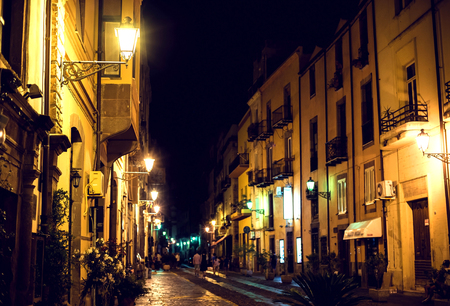 Narrow Alley With Old Buildings In Medieval Town.の写真素材