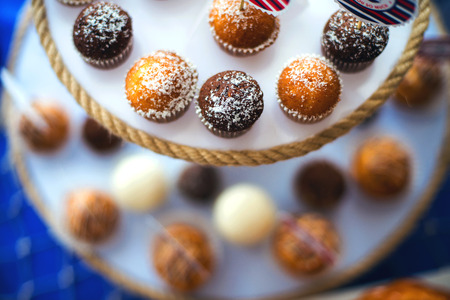Colorful Wedding Candy Table with different goodies on displayの写真素材