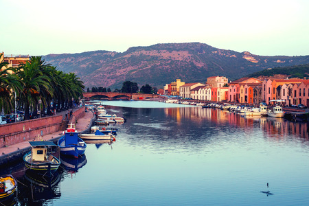 Beautuful sunset in the little town. Boda. Sardinia. Italyの写真素材