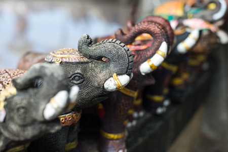 Decorative figurines of elephants in Thailand. Selective focus.の写真素材