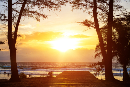 sunset and beach. Beautiful sunset above the sea.の写真素材