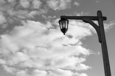 Street lamp on the sky background. Black and whiteの写真素材
