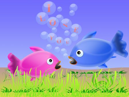 Fish says a male to female, I love youの写真素材