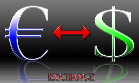 Euro and dollar sign illustration for business conceptsの写真素材