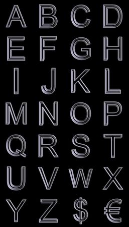 three-dimensional metal style alphabet. black background の写真素材