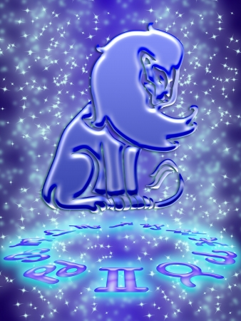 Leo greeting card of zodiac signの写真素材