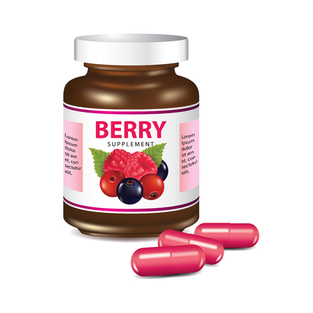 Berries dietary supplement vector illustrationのイラスト素材