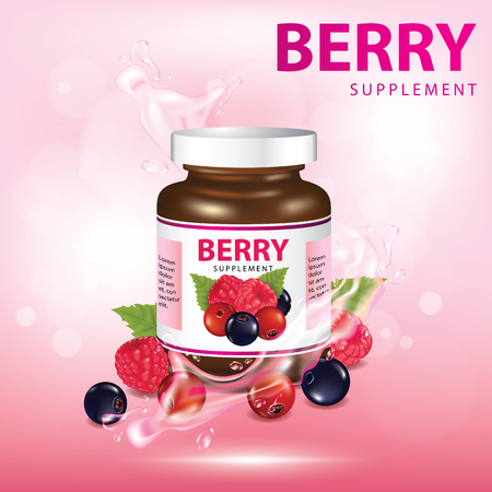 Berries dietary supplement banner vector illustrationのイラスト素材