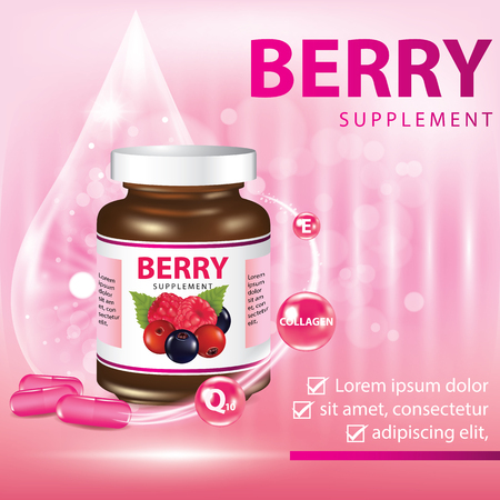 Berries dietary supplement banner vector illustrationのイラスト素材