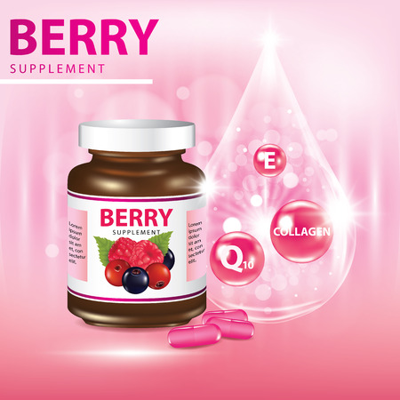 Berries dietary supplement banner vector illustrationのイラスト素材