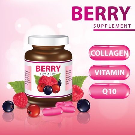 Berries dietary supplement banner vector illustrationのイラスト素材