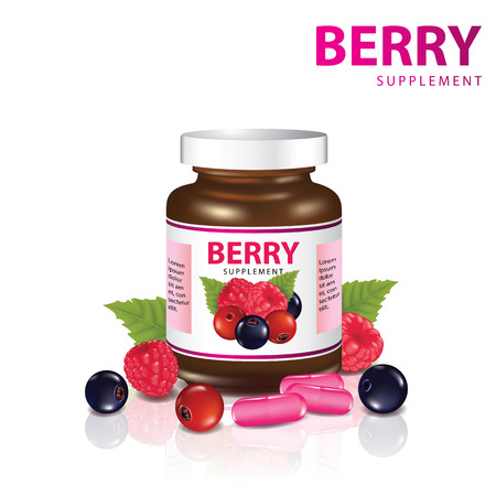 Berries dietary supplement vector illustrationのイラスト素材