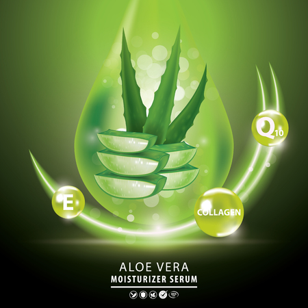 Aloe Vera collagen vitamin skin care cream, serum banner vector illustration.のイラスト素材