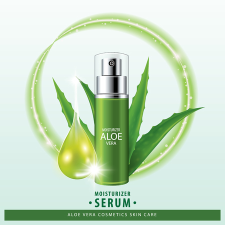 Aloe vera collagen vitamin skin care cream, serum banner vector illustration.のイラスト素材