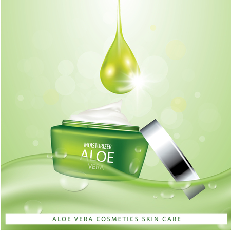 Aloe vera collagen vitamin skin care cream, serum banner vector illustration.のイラスト素材