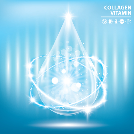 Blue collagen vitamin droplet banner vector illustrationのイラスト素材
