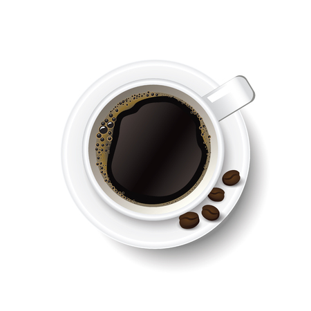 cup of coffee and beans top view vector illustrationのイラスト素材