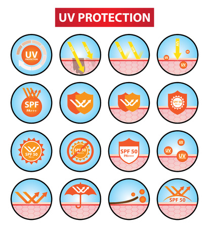 UV and SPF protection iconsのイラスト素材
