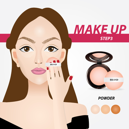 How to apply make up powder vector illustrationのイラスト素材