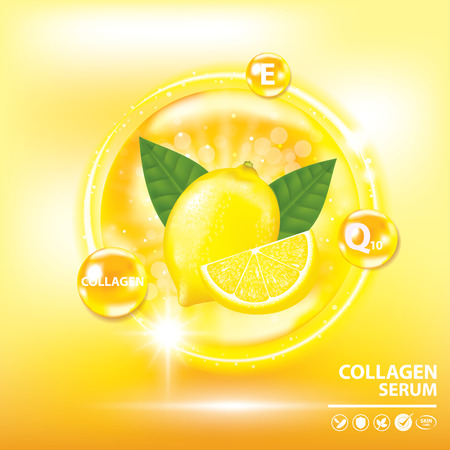 Lemon collagen vitamin banner vector illustrationのイラスト素材