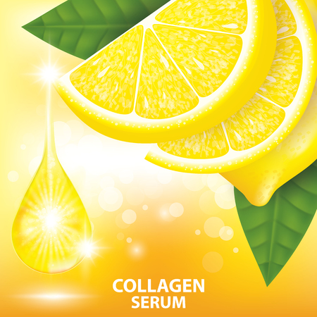 Lemon collagen vitamin banner vector illustrationのイラスト素材