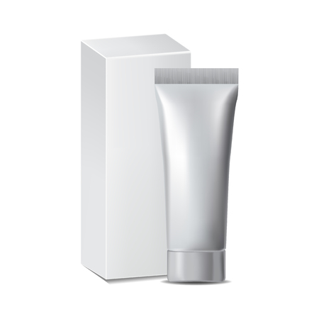 Plastic tube of cream and box package vector illustrationのイラスト素材