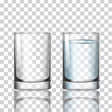 Short glass with water on a transparent background vector illustrationのイラスト素材