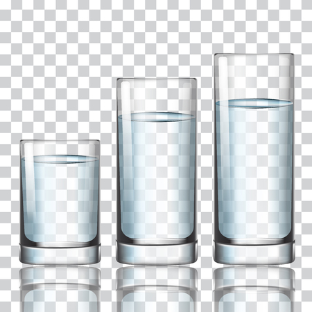 Set of glass with water on a transparent background vector illustrationのイラスト素材