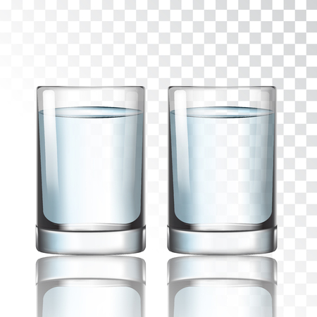 Short glass with water on a transparent background vector illustrationのイラスト素材