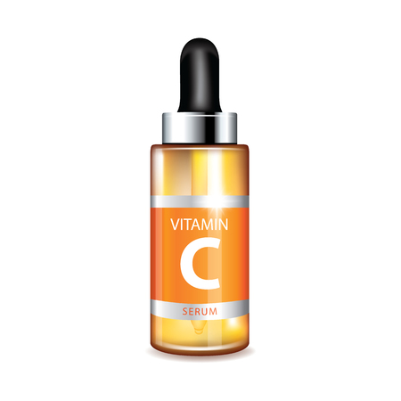 Orange collagen vitamin skin care serum banner vector illustrationのイラスト素材