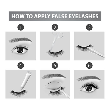 How to apply false  eyelashes vector illustrationのイラスト素材