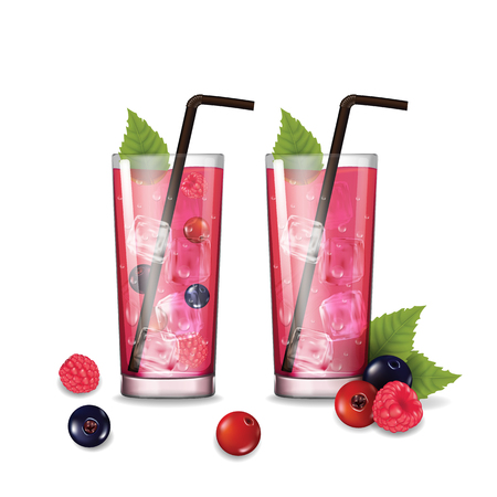 Berries juice with glass vector illustrationのイラスト素材