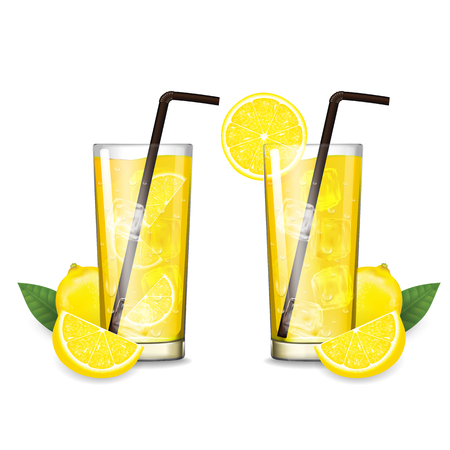 Lemon juice with glass vector illustrationのイラスト素材