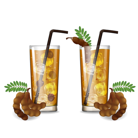 Tamarind juice with glass vector illustrationのイラスト素材