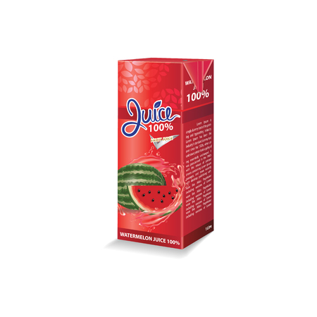 Watermelon juice box package vector illustrationのイラスト素材
