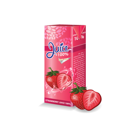 Strawberry juice box package vector illustrationのイラスト素材
