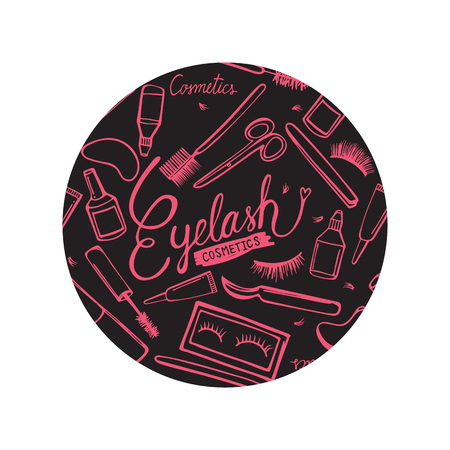 Eyelash background in circle vector illustrationのイラスト素材