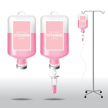 Bottle of vitamin saline solution and pole vector illustrationのイラスト素材