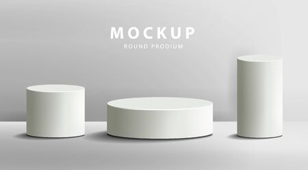 Set of white round podium vector illustrationのイラスト素材