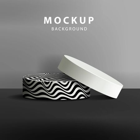 Round podium with curve lines texture vector illustrationのイラスト素材