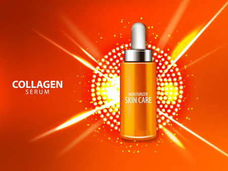 Orange cosmetic  skin care cream, serum banner artwork vector illustrationのイラスト素材