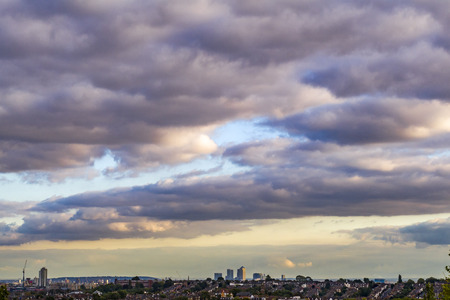 London landscape, extreme long with cloudsの写真素材